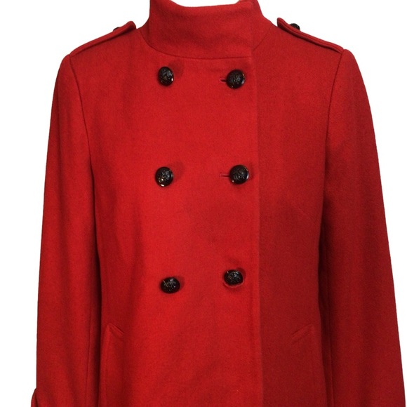 Banana Republic Red Wool Swing Coat Woman's Size Small - Picture 2 of 12
